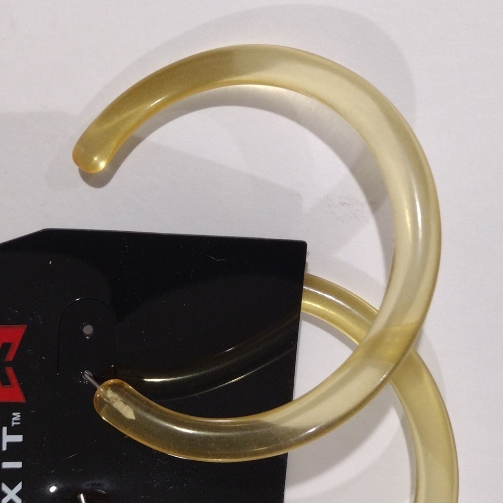 Chunky Yellow Half Hoop Big Earrings - Women's Fashion Jewelry - Picture 3 of 7